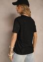 Czarny Brokatowy T-shirt z Bawełny Fitoria