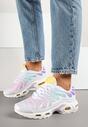 Biało-Fioletowe Buty Sportowe Sneakersy z Geometrycznym Tłoczeniem Vulinea