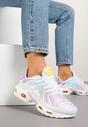 Biało-Fioletowe Buty Sportowe Sneakersy z Geometrycznym Tłoczeniem Vulinea