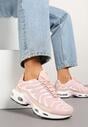 Jasnoróżowe Buty Sportowe Sneakersy z Geometrycznym Tłoczeniem Vulinea
