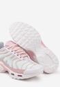 Biało-Różowe Buty Sportowe Sneakersy z Geometrycznym Tłoczeniem Vulinea
