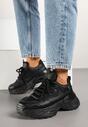 Czarne Sneakersy Streetwearowe na Grubej Podeszwie Waniffia