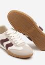 Beżowo-Bordowe Sneakersy Kultowe Tenisówki Zdobione Przeszyciami Welluria