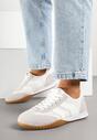 Biało-Szare Sneakersy z Geometrycznym Motywem i Plecionką Laniffia