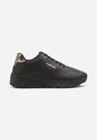 Czarne Buty Sportowe Sneakersy na Podeszwie z Tłoczeniami Zdobione Metaliczną Wstawką Arulla