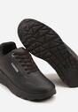 Czarne Buty Sportowe Sneakersy na Podeszwie z Tłoczeniami Zdobione Metaliczną Wstawką Arulla