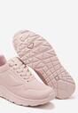 Różowe Buty Sportowe Sneakersy na Podeszwie z Tłoczeniami Zdobione Metaliczną Wstawką Arulla