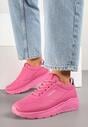 Fuksjowe Buty Sportowe Sneakersy na Podeszwie z Tłoczeniami Zdobione Metaliczną Wstawką Arulla