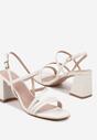 Białe Sandały z Paseczkami na Słupku ze Sprzączką Alinerisa