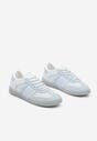 Niebieskie Sneakersy Sportowe przed Kostkę z Ozdobnymi Paskami Zonevia