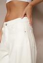 Białe Jeansy Balloon Fit High Waist Amirins