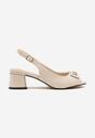 Beżowe Eleganckie Sandały na Obcasie z Noskiem Peep Toe i Odkrytą Piętą Tiredia