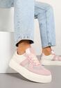 Różowe Sneakersy Typu Kultowe Tenisówki na Grubej Podeszwie Nanessa