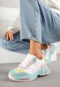 Biało-Zielone Sneakersy w Streetwearowym Stylu z Ozdobnymi Przeszyciami Isallena