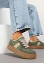 Zielone Sneakersy w Stylu Kultowych Tenisówek na Grubej Podeszwie Nanniris