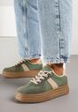 Zielone Sneakersy w Stylu Kultowych Tenisówek na Grubej Podeszwie Nanniris