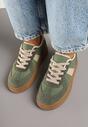 Zielone Sneakersy w Stylu Kultowych Tenisówek na Grubej Podeszwie Nanniris