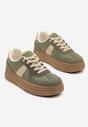 Zielone Sneakersy w Stylu Kultowych Tenisówek na Grubej Podeszwie Nanniris
