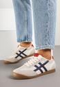 Beżowo-Granatowe Sneakersy Typu Klasyczne Tenisówki Isnnoria