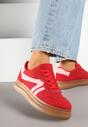 Czerwone Sneakersy Klasyczne Tenisówki Zdobione Przeszyciami Alatira