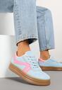 Jasnoniebieskie Sneakersy Klasyczne Tenisówki Zdobione Przeszyciami Alatira