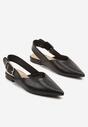 Czarne Sandały Typu Slingback Ozdobione Klamrą Banelias