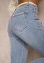 Jasnoniebieskie Casualowe Jeansy High Waist o Dopasowanym Kroju Aluissea