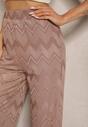 Jasnobrązowe Spodnie z Wiskozą o Szerokim Kroju High Waist Weralis