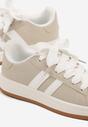 Beżowe Sneakersy Ozdobione Motywem Pasków Flortewi