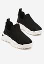 Czarne Siateczkowe Buty Sportowe Sneakersy Wsuwane Zdobione Tłoczeniami Nusadela