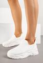 Białe Siateczkowe Buty Sportowe Sneakersy Wsuwane Zdobione Tłoczeniami Nusadela