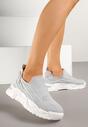 Szare Siateczkowe Buty Sportowe Sneakersy Wsuwane Zdobione Tłoczeniami Nusadela