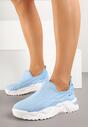 Jasnoniebieskie Siateczkowe Buty Sportowe Sneakersy Wsuwane Zdobione Tłoczeniami Nusadela