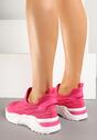 Fuksjowe Siateczkowe Buty Sportowe Sneakersy Wsuwane Zdobione Tłoczeniami Nusadela