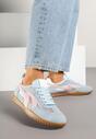Niebieskie Sneakersy Tenisówki z Geometrycznym Motywem Amotheira