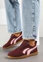 Bordowe Sneakersy Tenisówki z Geometrycznym Motywem Amotheira