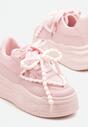 Różowe Sneakersy na Platformie z Koralikami Amovanna