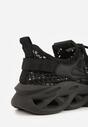 Czarne Buty Sportowe Sneakersy na Platformie Ozdobionej Tłoczeniem Teliriella