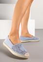 Niebieskie Espadryle z Ażurową Cholewką i Plecionką Sdivena