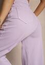 Fioletowe Jeansy High Waist o Szerokim Kroju Silseli