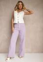 Fioletowe Jeansy High Waist o Szerokim Kroju Silseli