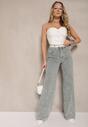 Jasnoniebieskie Jeansy High Waist o Szerokim Kroju z Cyrkoniami i Koralikami Heltewi