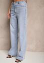 Niebieskie Jeansy High Waist o Szerokim Fasonie Nusidwena