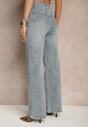 Jasnoniebieskie Jeansy High Waist o Szerokim Kroju Peiva