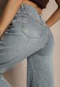 Jasnoniebieskie Jeansy High Waist o Szerokim Kroju Peiva