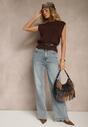 Jasnoniebieskie Jeansy High Waist o Szerokim Kroju Peiva