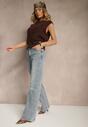Jasnoniebieskie Jeansy High Waist o Szerokim Kroju Peiva