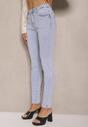 Jasnoniebieskie Jeansy z Bawełny Typu Skinny High Waist Morlevia