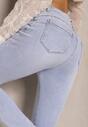 Jasnoniebieskie Jeansy z Bawełny Typu Skinny High Waist Morlevia