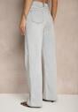 Jasnoniebieskie Jeansy High Waist z Szeroką Nogawką Sesmaris